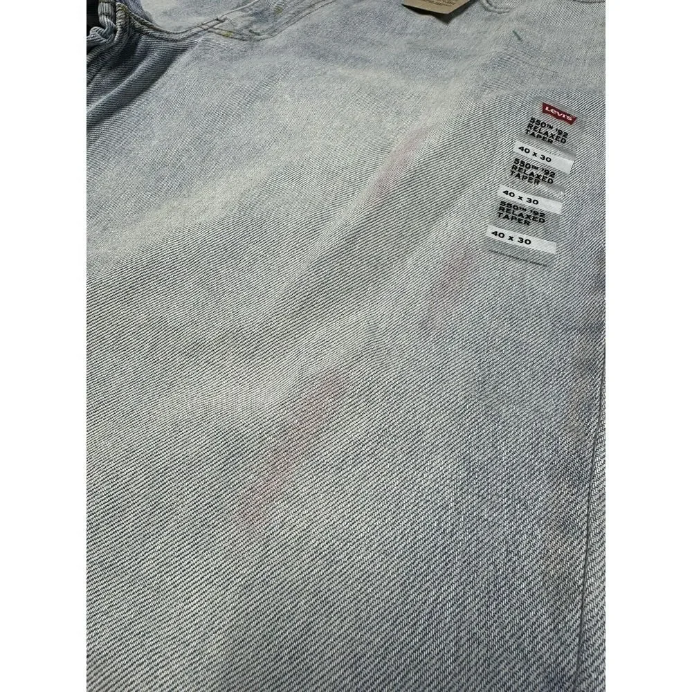 NWT Levi's 550 '92 In The‎ Waves Stained Distressed Relaxed Taper Jeans Sz 40x30